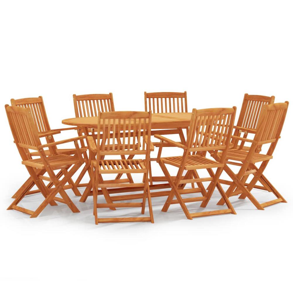 vidaXL 9 Piece Folding Patio Dining Set Solid Eucalyptus Wood, 3087156