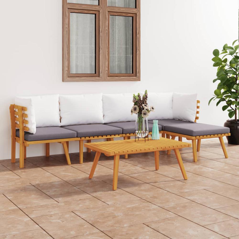 vidaXL 6 Piece Patio Lounge Set with Cushions Solid Acacia Wood, 3087026