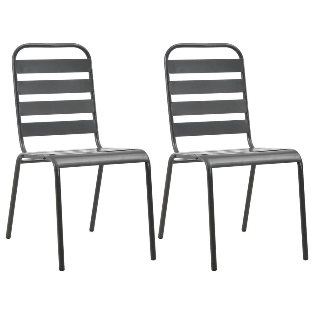 vidaXL Stackable Outdoor Chairs 2 pcs Steel Gray, 44257