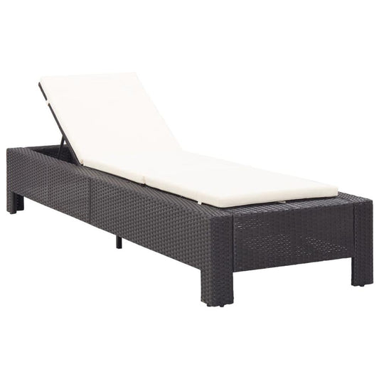 vidaXL Sunbed with Cushion Black Poly Rattan, 46234