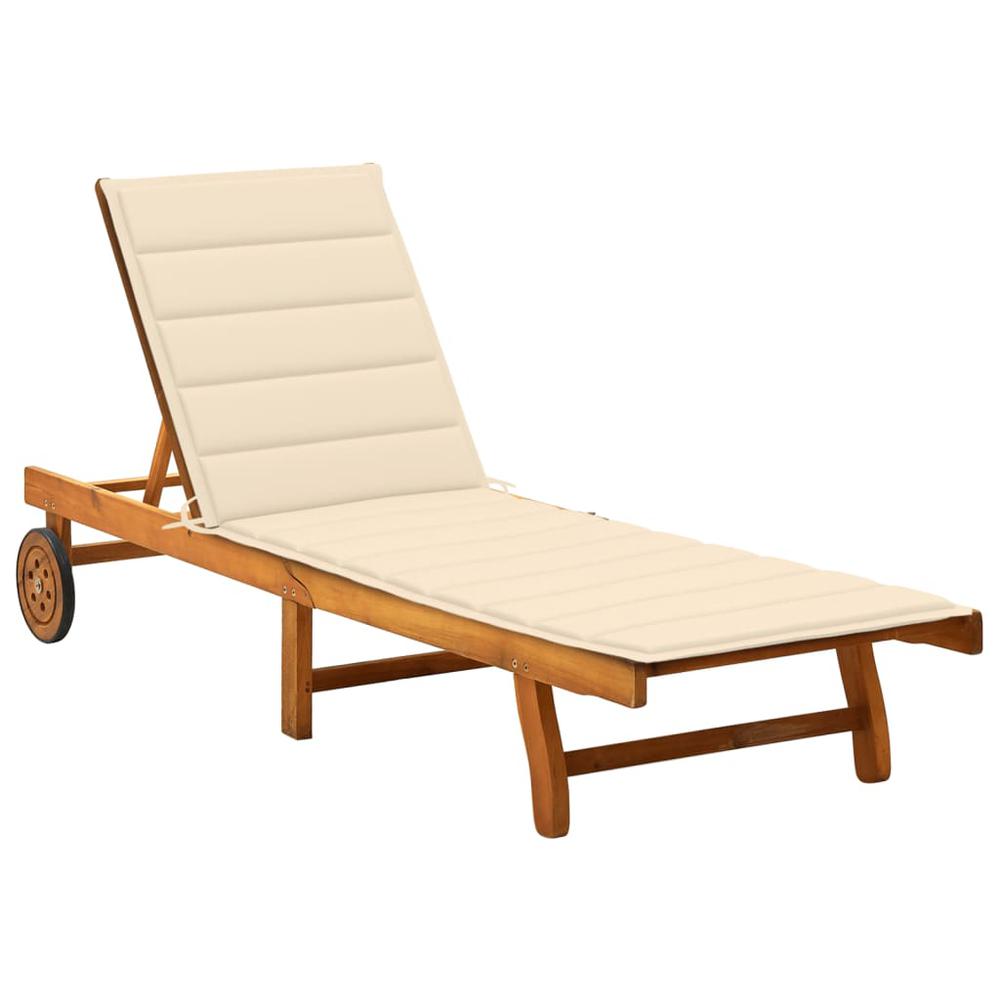 vidaXL Patio Sun Lounger with Cushion Solid Acacia Wood, 3061346