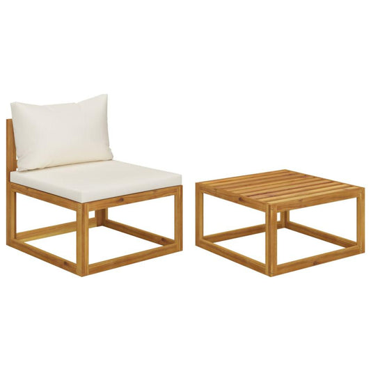 vidaXL 2 Piece Patio Sofa Set with Cushion Solid Acacia Wood, 311859