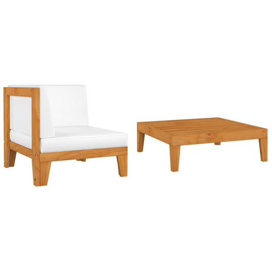 vidaXL 2 Piece Patio Lounge Set with Cushions Solid Acacia Wood, 312146