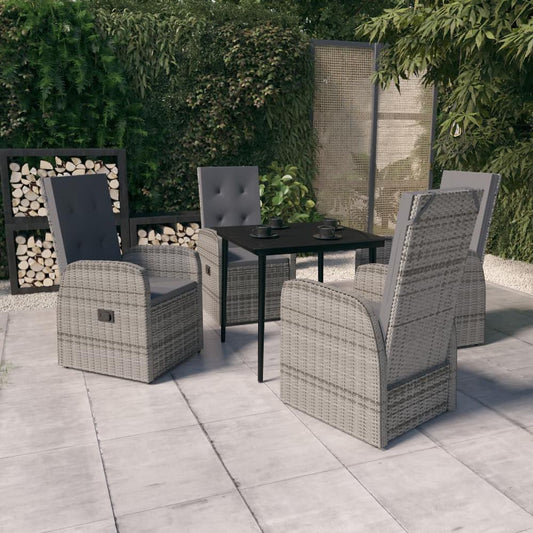 vidaXL 5 Piece Patio Dining Set with Cushions Gray, 3099486