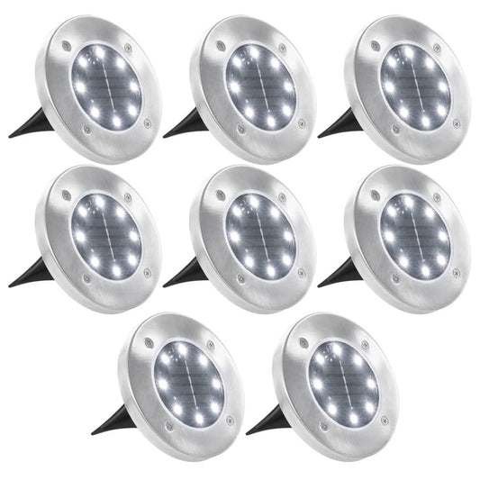 vidaXL Solar Ground Lights 8 pcs LED Lights White, 44416