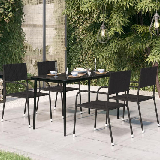 vidaXL Patio Dining Table Black 55.1"x27.6"x29.1" Steel and Glass, 318750