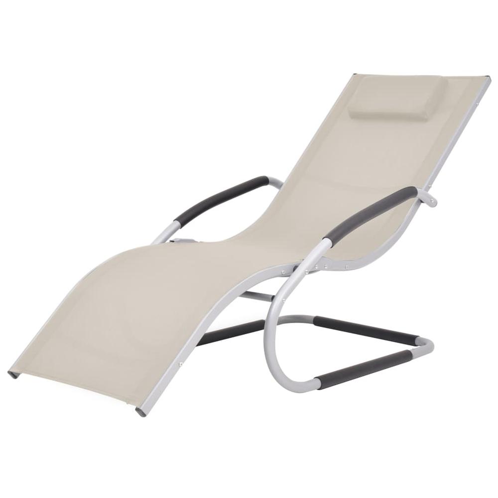 vidaXL Sun Lounger with Pillow Aluminum and Textilene Cream