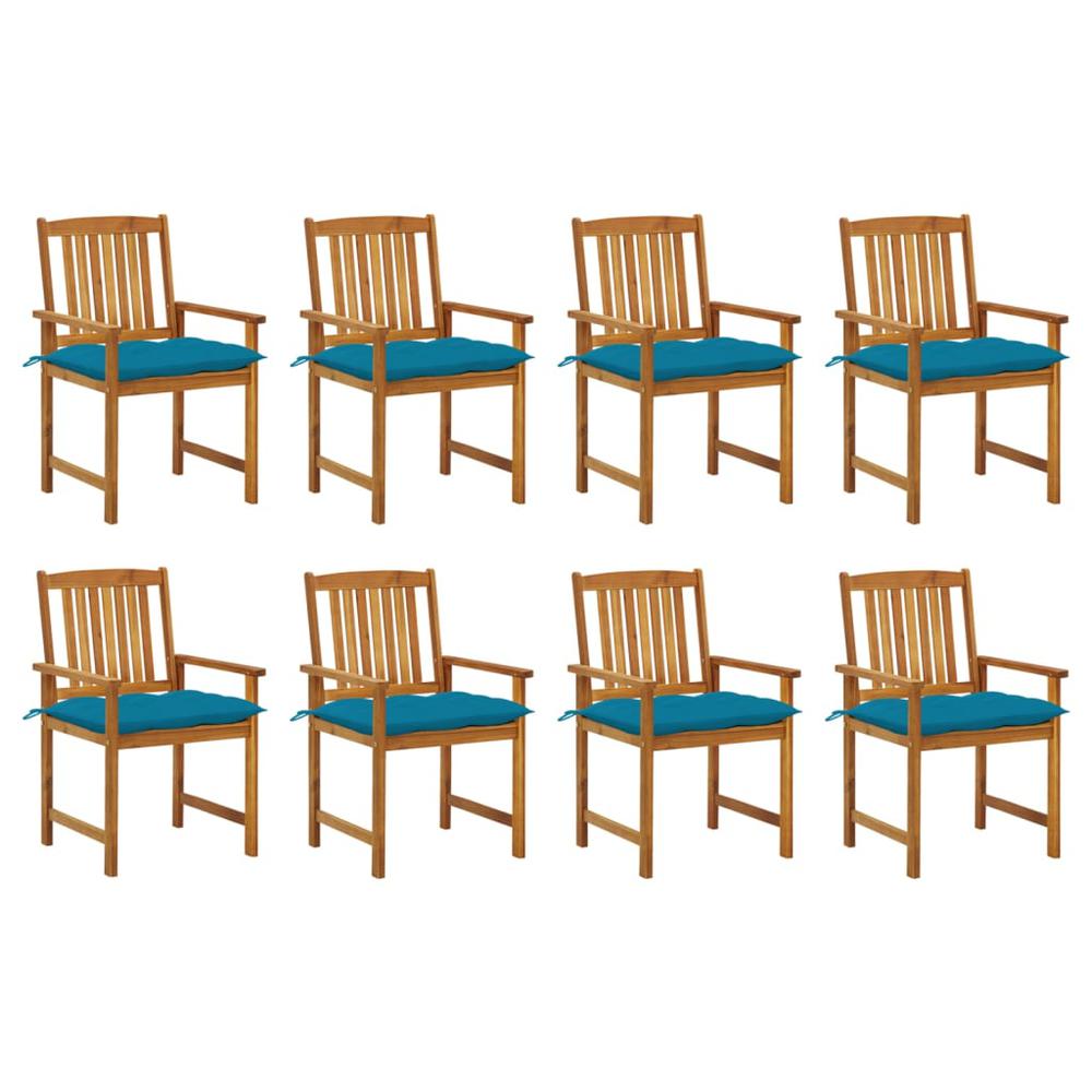 vidaXL Patio Chairs with Cushions 8 pcs Solid Acacia Wood, 3078197