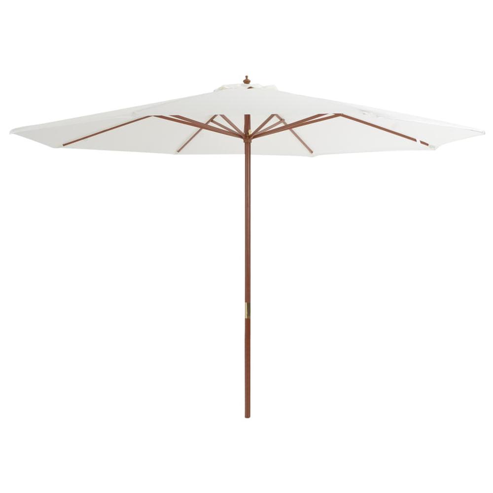 vidaXL Outdoor Parasol with Wooden Pole 137.8" Sand White