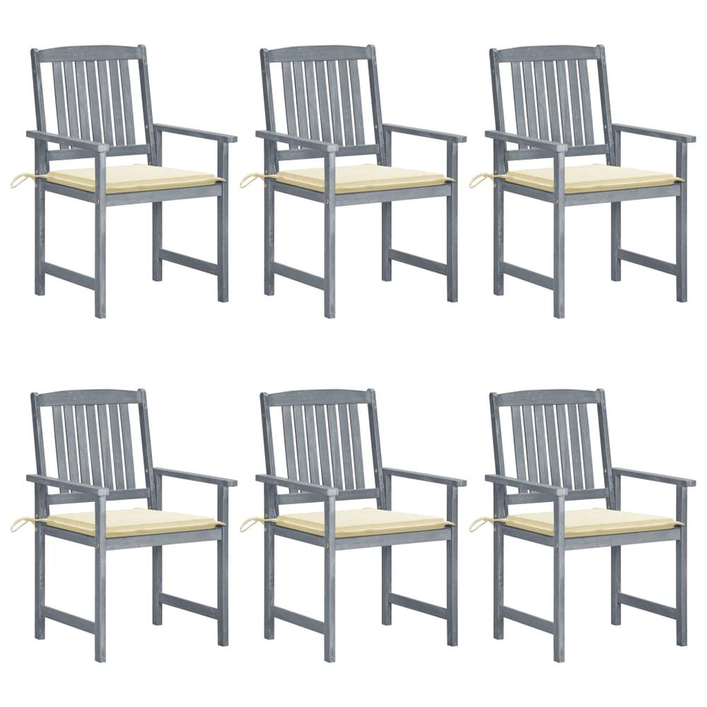 vidaXL Patio Chairs with Cushions 6 pcs Solid Acacia Wood Gray, 3078209