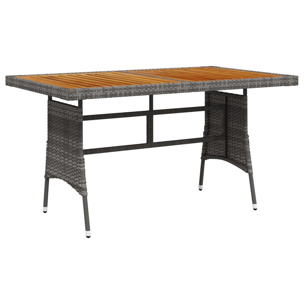 vidaXL Patio Table Gray 51.2"x27.6"x28.3" Poly Rattan & Solid Acacia Wood