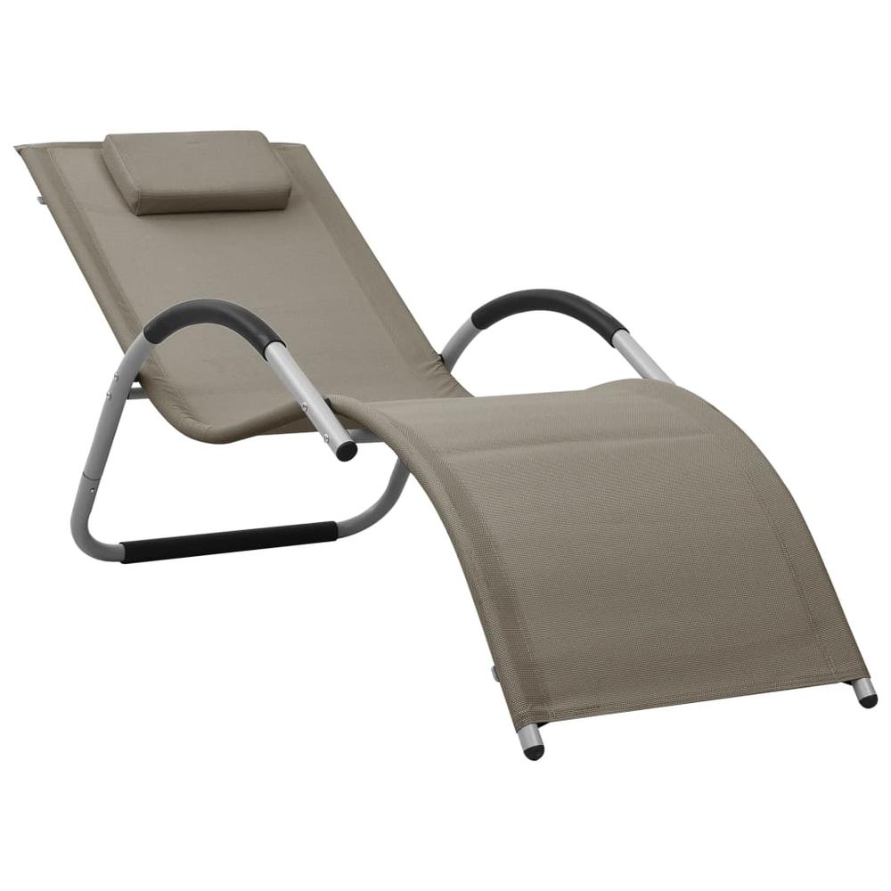 vidaXL Sun Lounger Textilene Taupe and Gray, 310515