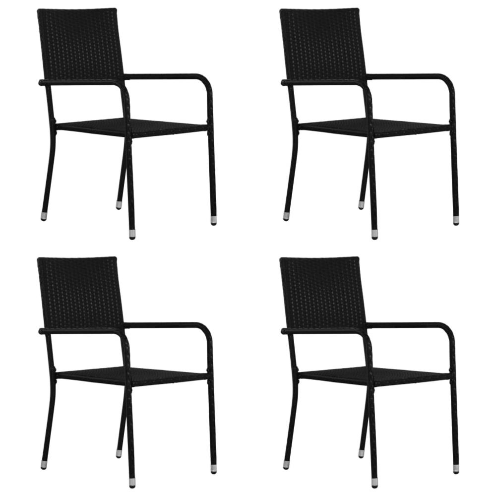 vidaXL Patio Dining Chairs 4 pcs Poly Rattan Black, 313120