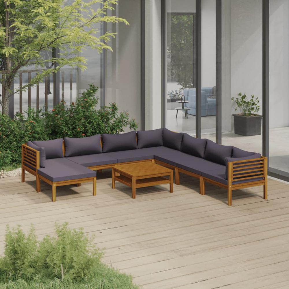 vidaXL 9 Piece Patio Lounge Set with Cushion Solid Acacia Wood, 3086913