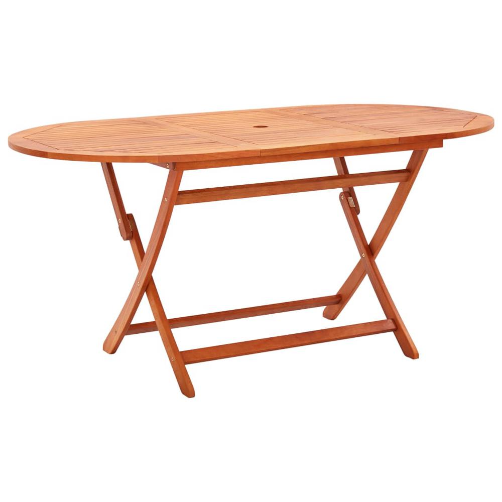 vidaXL Folding Patio Table 63"x33.5"x29.1" Solid Eucalyptus Wood