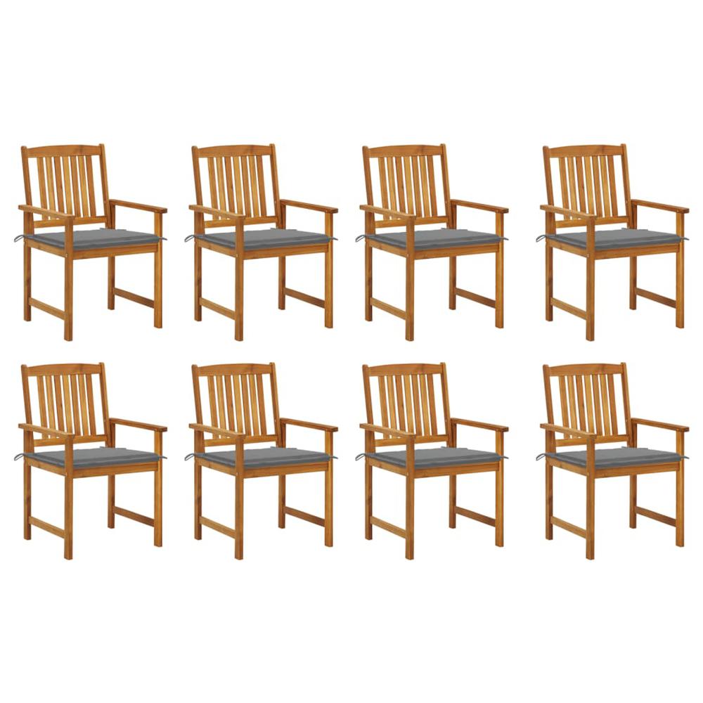 vidaXL Patio Chairs with Cushions 8 pcs Solid Acacia Wood, 3078167