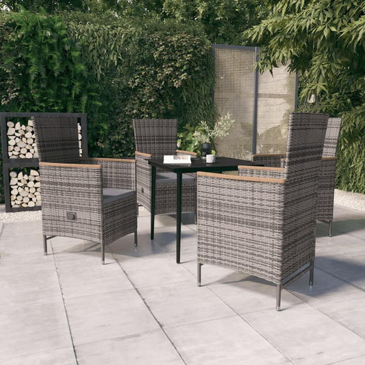 vidaXL 5 Piece Patio Dining Set with Cushions Gray, 3099450