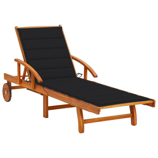 vidaXL Patio Sun Lounger with Cushion Solid Acacia Wood, 3061609