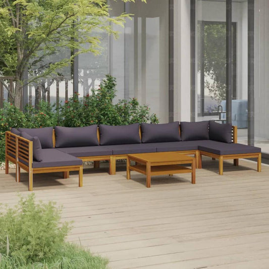 vidaXL 8 Piece Patio Lounge Set with Cushion Solid Acacia Wood, 3086923