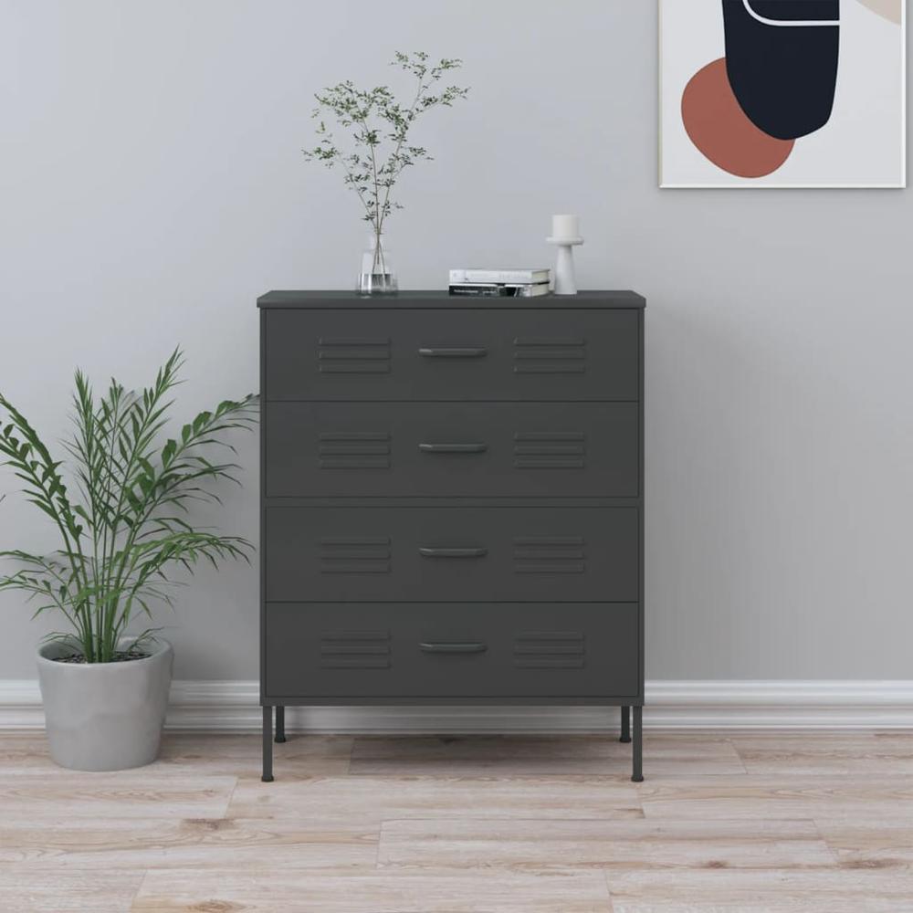 vidaXL Chest of Drawers Anthracite 31.5"x13.8"x40" Steel