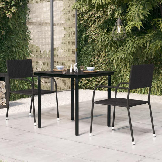 vidaXL Patio Dining Table Black 31.5"x31.5"x29.1" Steel and Glass, 318746