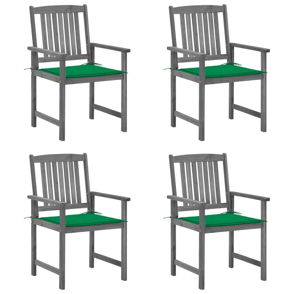 vidaXL Patio Chairs with Cushions 4 pcs Gray Solid Acacia Wood, 3061232