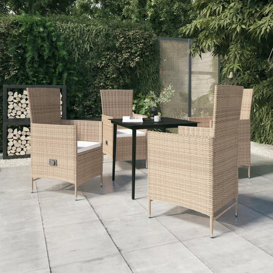 vidaXL 5 Piece Patio Dining Set with Cushions Beige, 3099456