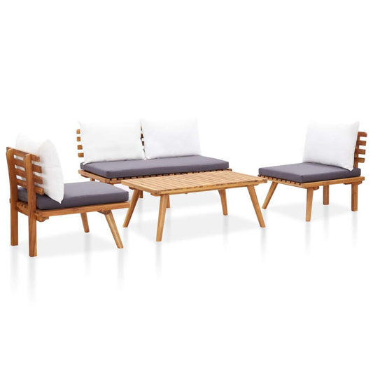 vidaXL 4 Piece Patio Lounge Set with Cushions Solid Wood Acacia