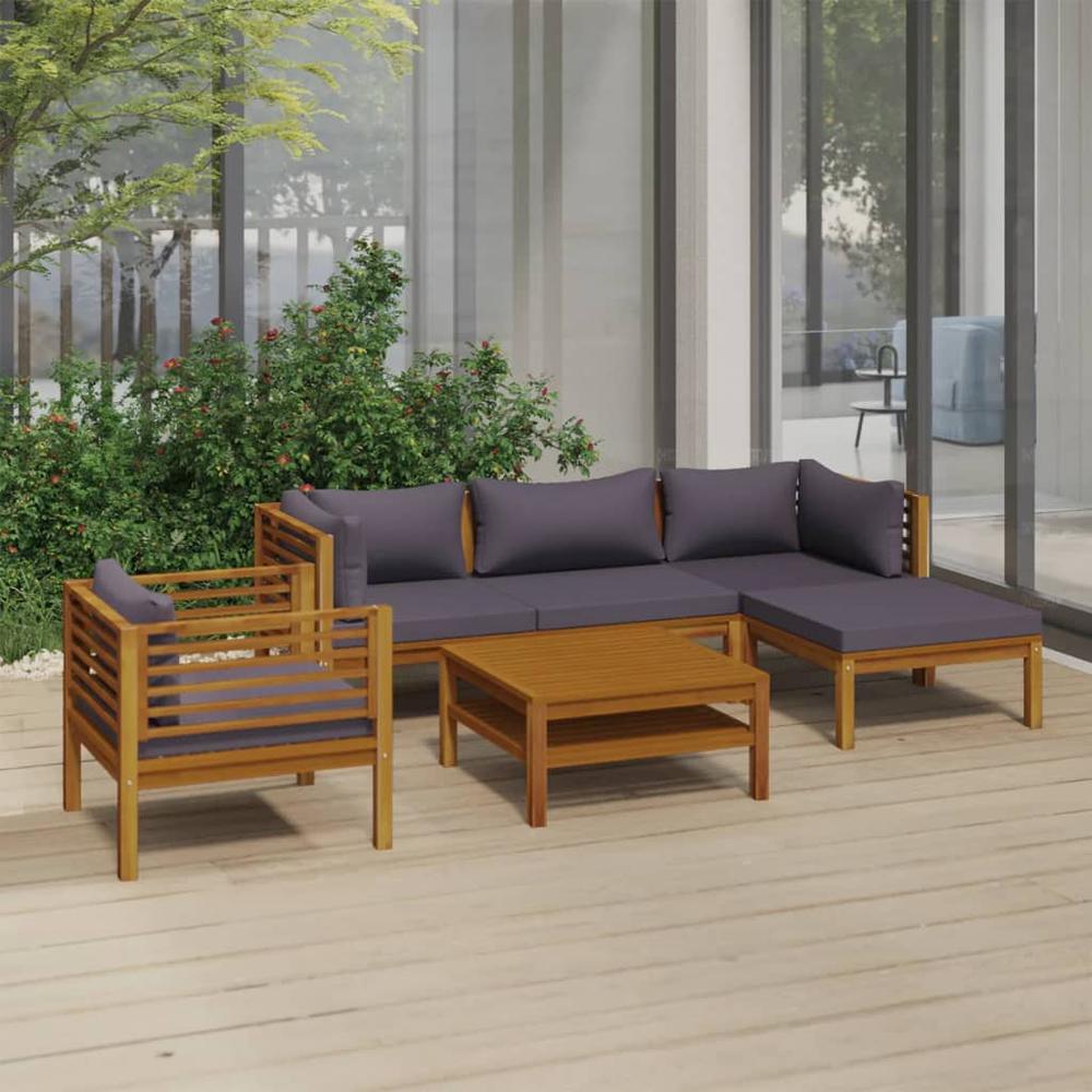 vidaXL 6 Piece Patio Lounge Set with Cushion Solid Acacia Wood, 3086896