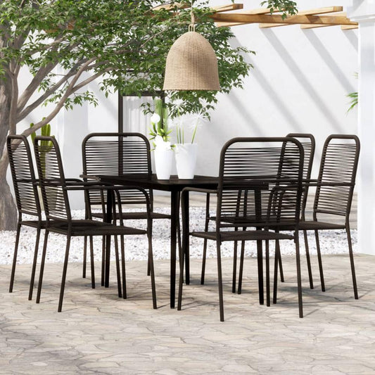 vidaXL 7 Piece Patio Dining Set Black, 3099146