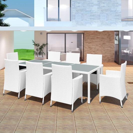 vidaXL 9 Piece Outdoor Dining Set Poly Rattan Cream White, 42500