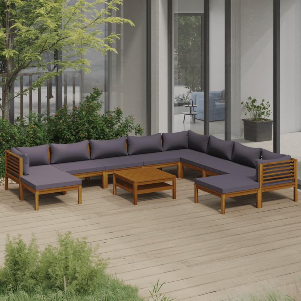 vidaXL 11 Piece Patio Lounge Set with Cushion Solid Acacia Wood