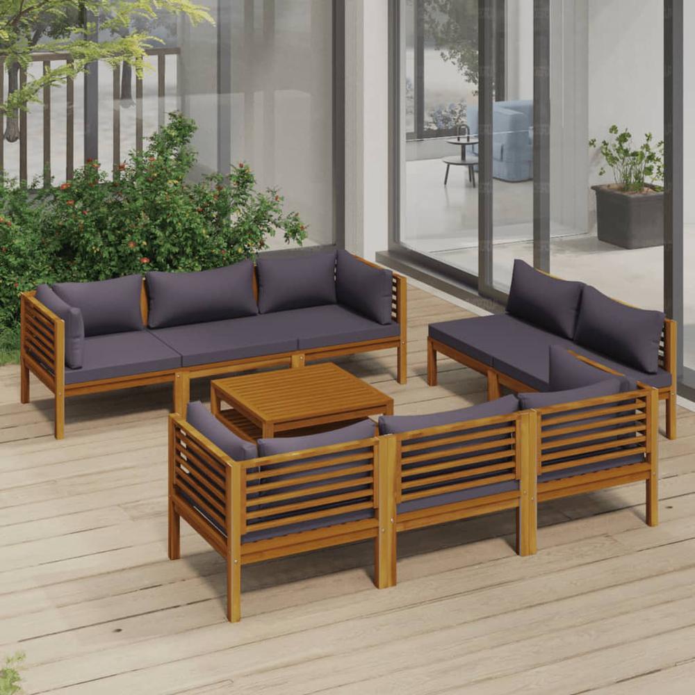 vidaXL 9 Piece Patio Lounge Set with Cushion Solid Acacia Wood, 3086904