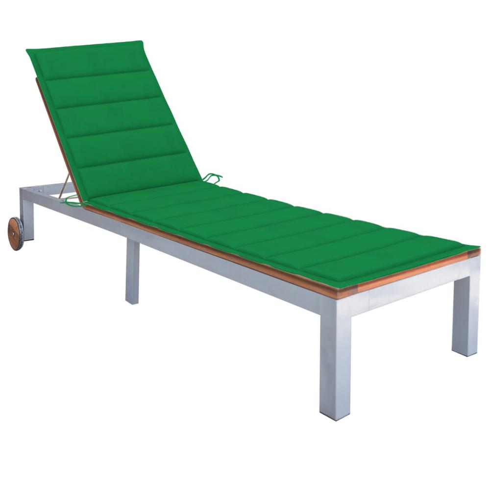 vidaXL Sun Lounger with Cushion Solid Acacia Wood and Galvanized Steel, 3061547