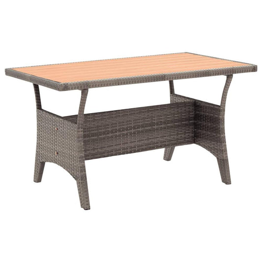 vidaXL Patio Table Gray 47.2"x27.6"x26" Poly Rattan, 316584