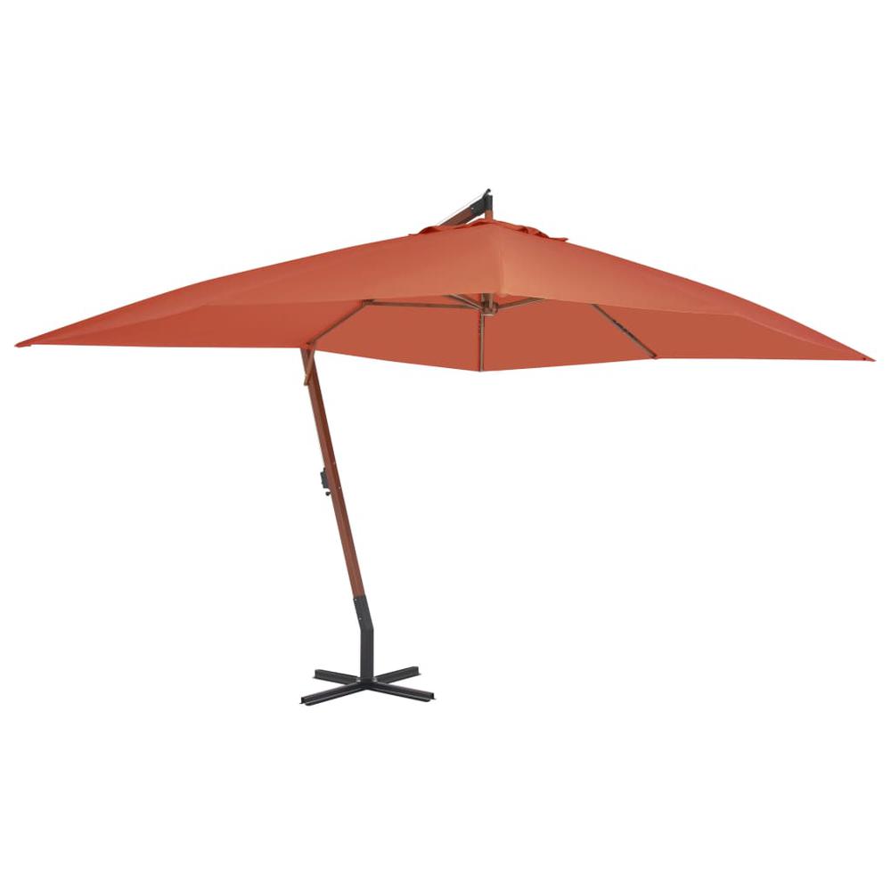 vidaXL Cantilever Umbrella with Wooden Pole 157.5"x118.1" Terracotta