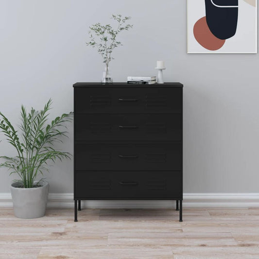 vidaXL Chest of Drawers Black 31.5"x13.8"x40" Steel