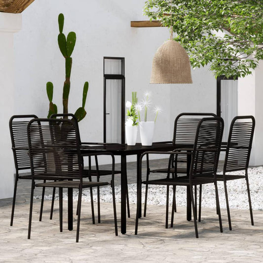 vidaXL 7 Piece Patio Dining Set Black, 3099140