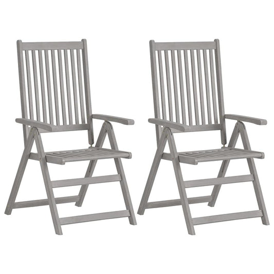 vidaXL Garden Reclining Chairs 2 pcs Gray Solid Acacia Wood, 45938