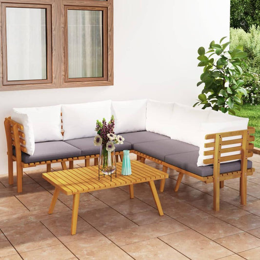 vidaXL 6 Piece Patio Lounge Set with Cushions Solid Acacia Wood, 3087014