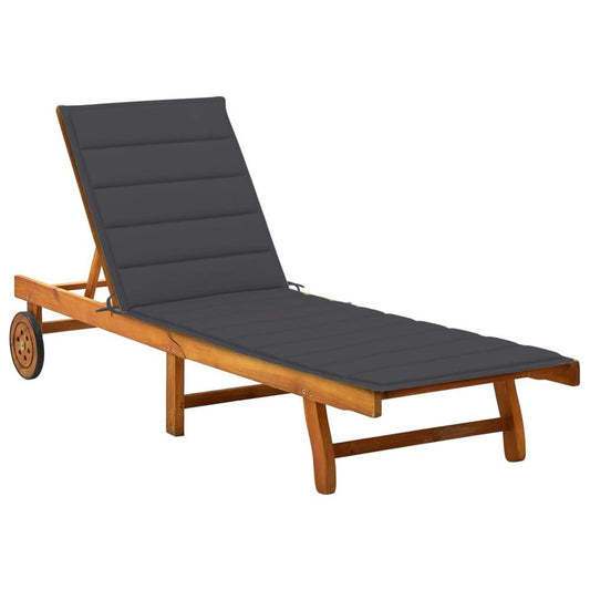 vidaXL Patio Sun Lounger with Cushion Solid Acacia Wood, 3061344