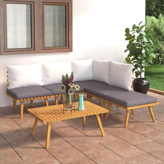 vidaXL 6 Piece Patio Lounge Set with Cushions Solid Acacia Wood, 3087025