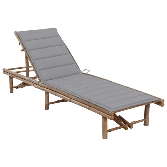 vidaXL Patio Sun Lounger with Cushion Bamboo, 3061633