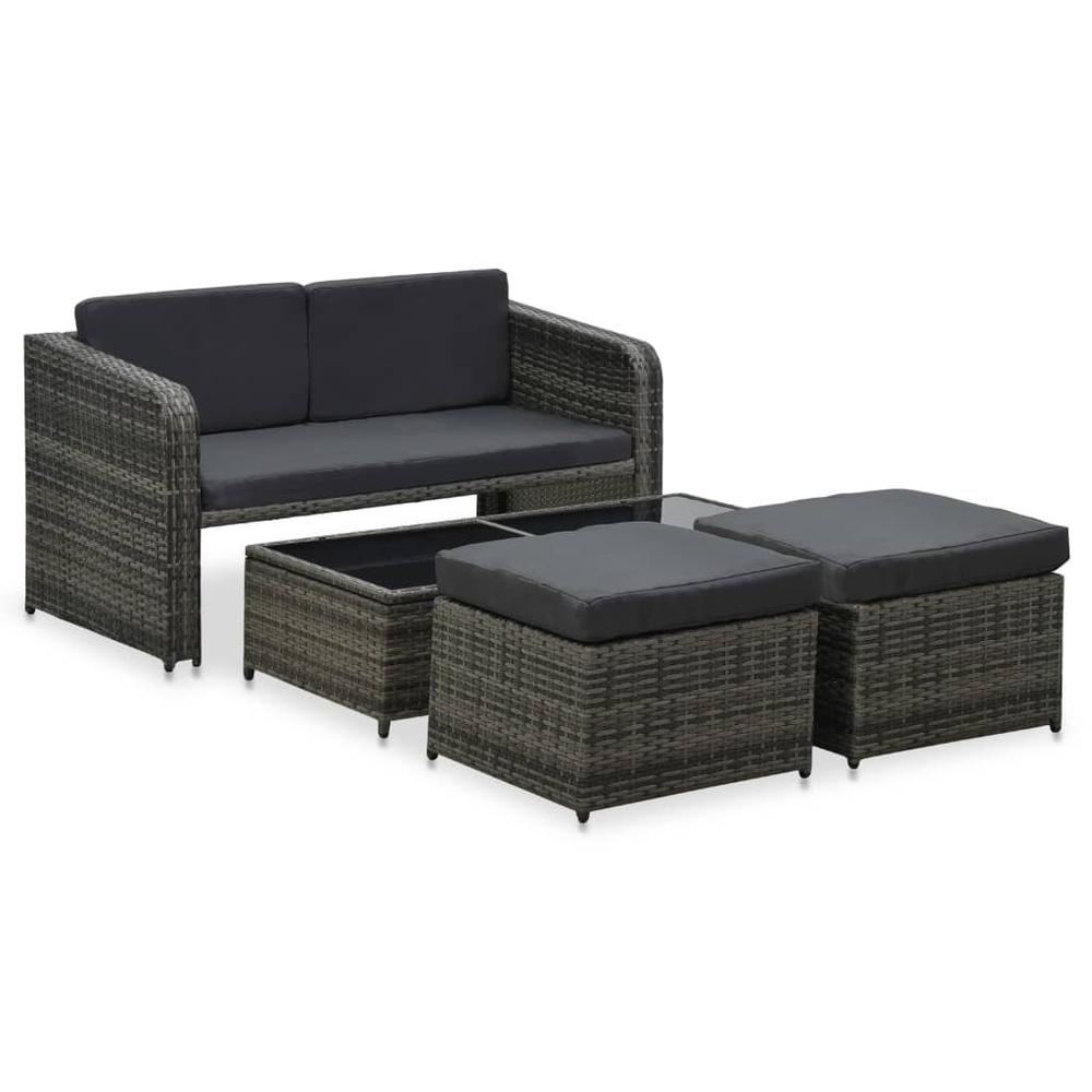 vidaXL 4 Piece Patio Lounge Set with Cushions Poly Rattan Anthracite