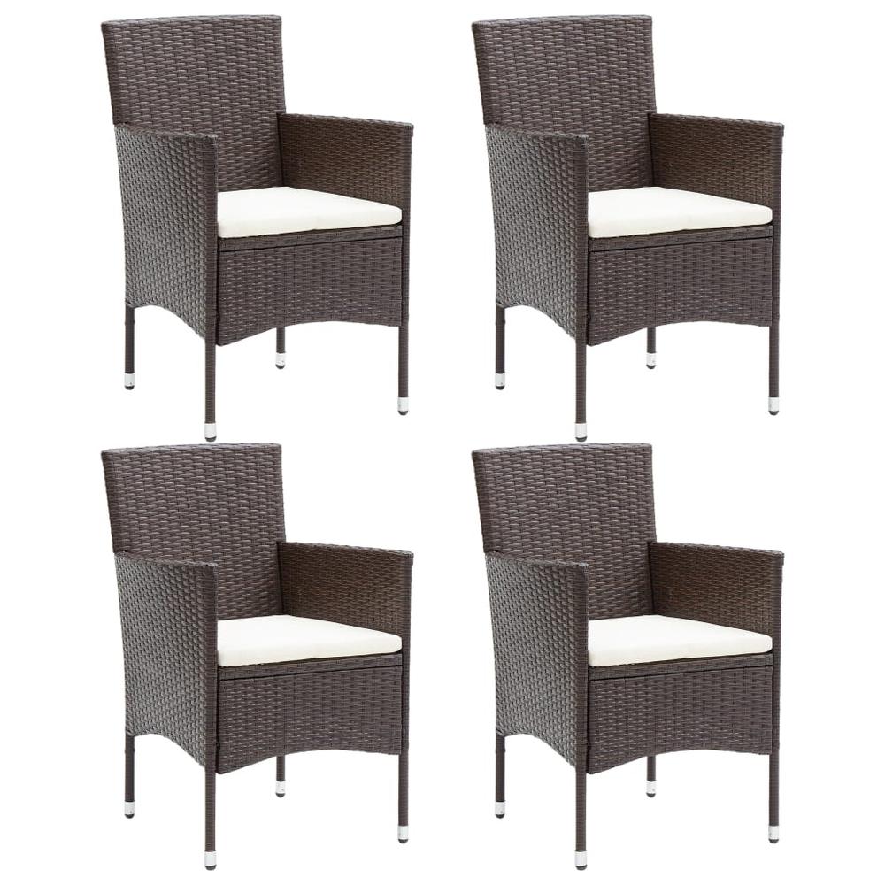 vidaXL Patio Dining Chairs 4 pcs Poly Rattan Brown