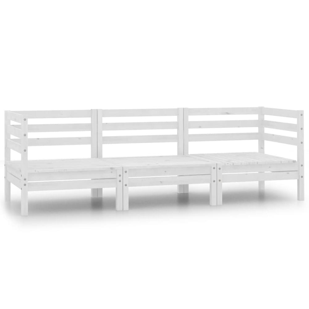 vidaXL 3 Piece Patio Lounge Set Solid Pinewood White, 806608