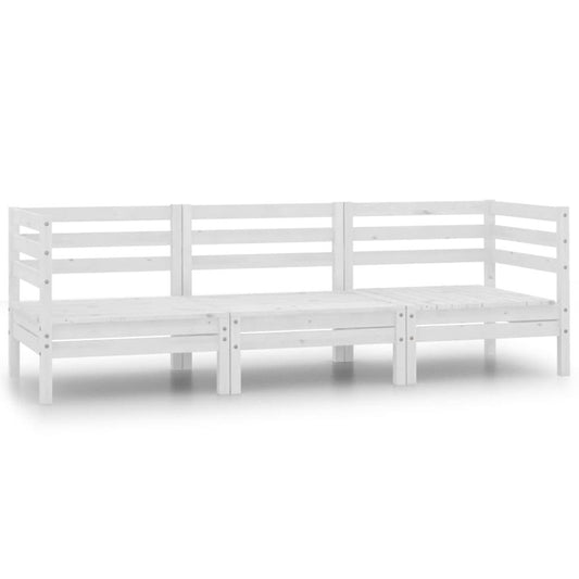 vidaXL 3 Piece Patio Lounge Set Solid Pinewood White, 806608