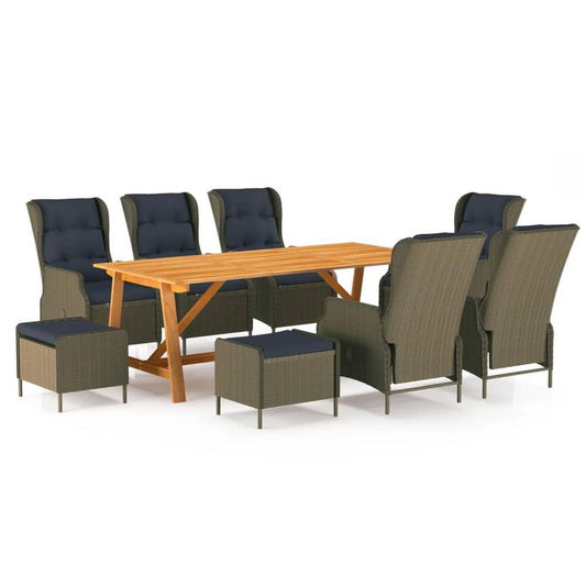 vidaXL 9 Piece Patio Dining Set Brown, 3068846