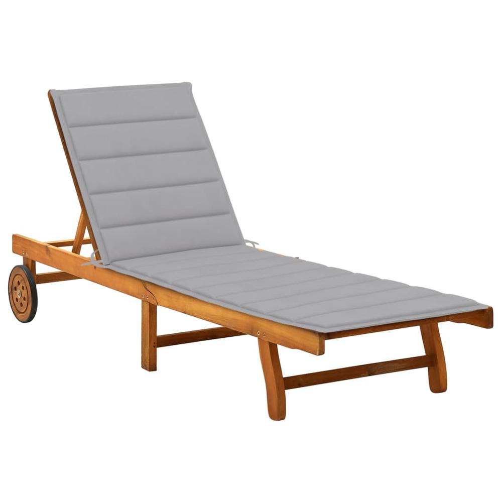 vidaXL Patio Sun Lounger with Cushion Solid Acacia Wood, 3061345