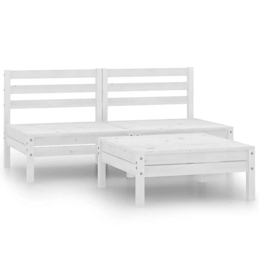 vidaXL 3 Piece Patio Lounge Set Solid Pinewood White, 806613